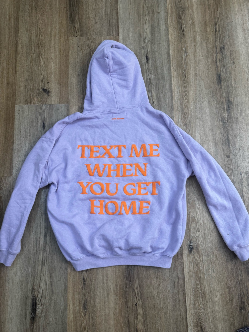 Lavender Lonely Ghost Hoodie Sweater with Orange Text - Women's Casual Pull-Over
